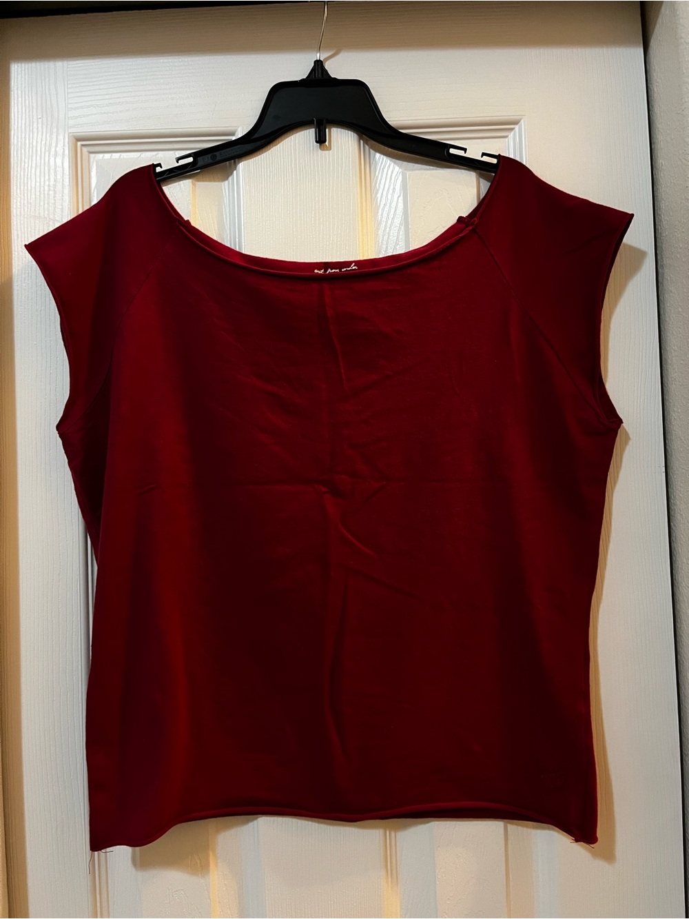 Out From Under Compression Boatneck Cropped Tee in Burgundy